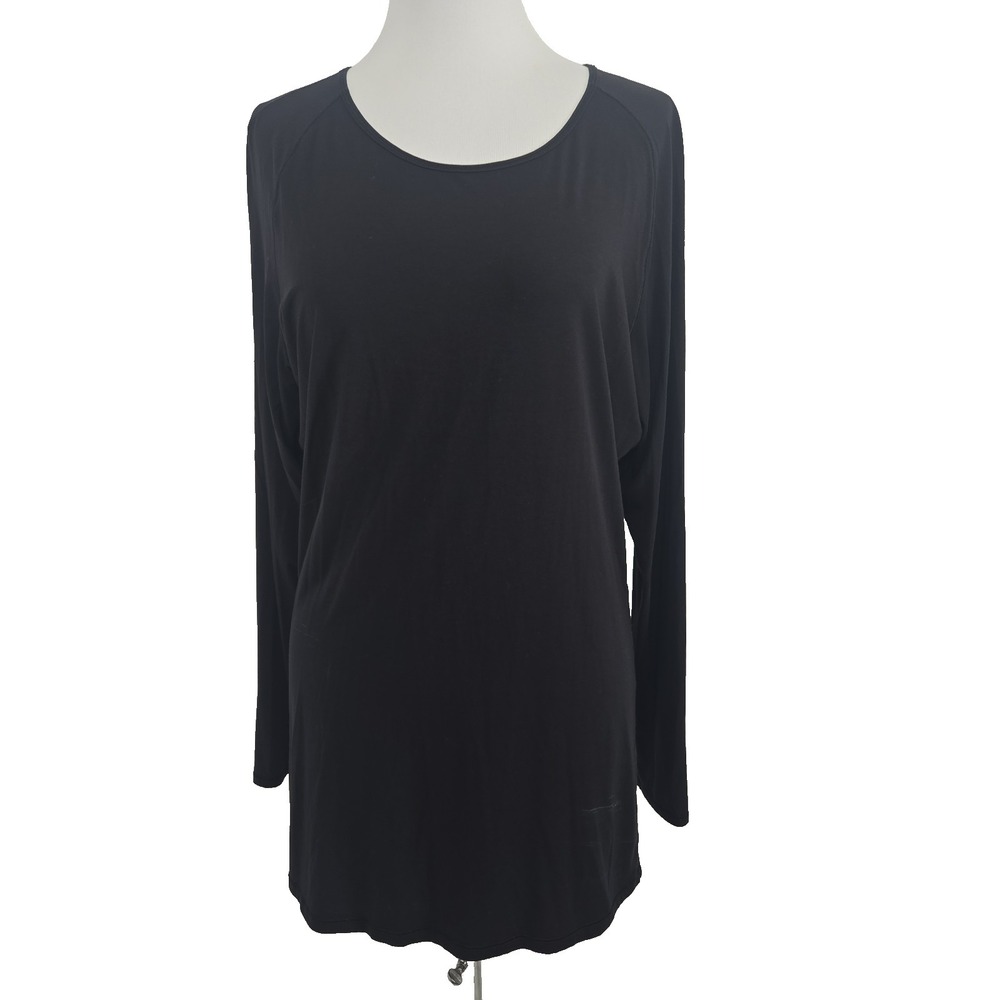 Lululemon‎ MEDIUM Black Long Sleeve Open-Keyhole-Back Ruched Top (no size tag)